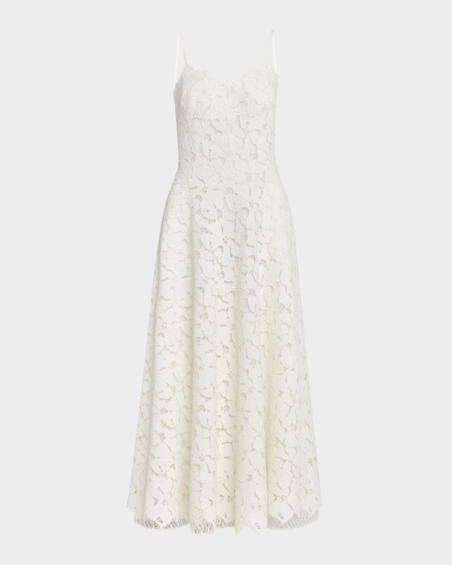 Julia Sleeveless Floral Lace Midi Dress